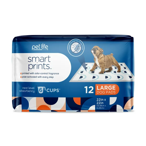Pet Life Unlimited Dog Pads, Smart Prints, Large, Sunshine & Rainbows Print, 12ct