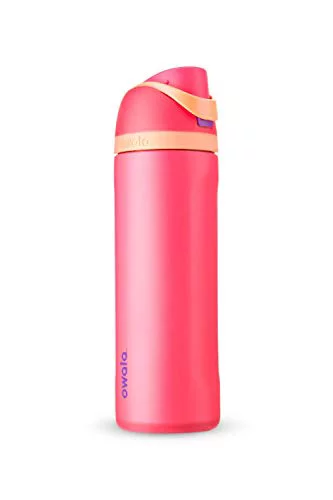 Owala FreeSip Water Bottle Stainless Steel, 24 Oz., Hyper Flamingo Pink 