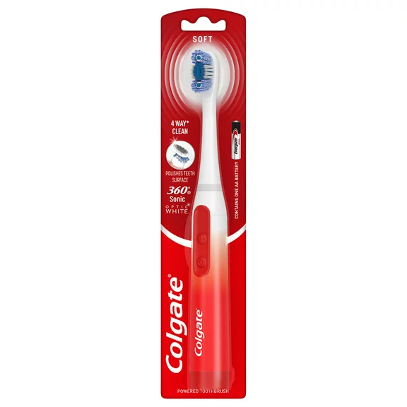 Colgate 360 Sonic Optic White Battery Powered Toothbrush, 1 Count