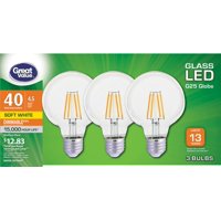 Great Value LED Light Bulb G25 40W Eqv. 3 Pack, Soft White, E26 Base