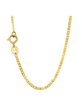 10k Solid Yellow Gold 1.2 mm Mariner Link Chain Bracelet, 7"