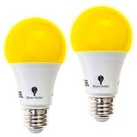 2-Pack Solray A19 Amber Yellow LED Bug Light Bulb No Blue Light Outdoor 650 Lumens 120V E26 Medium Base LED 9 - Watt (60-watt Replacement) A19 Outdoor Bug LED Warm Light Bulb